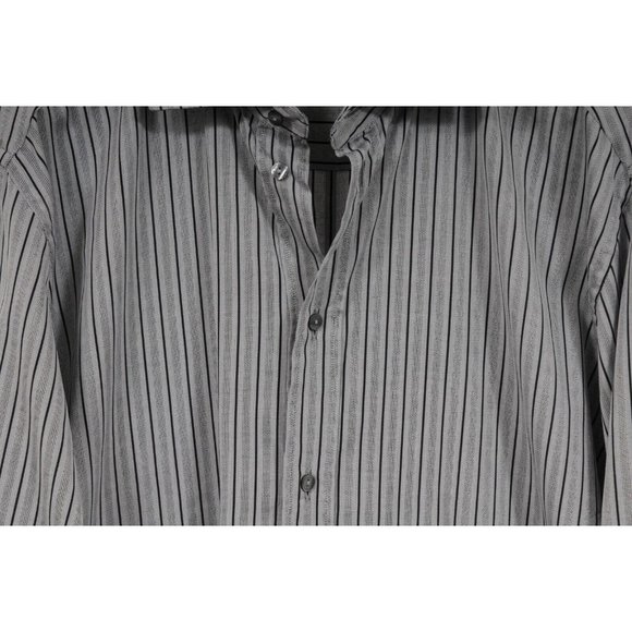 Dolce & Gabbana Mens Martini Striped Button Down Shirt Size 17 / 43 Gray Black - Picture 3 of 7